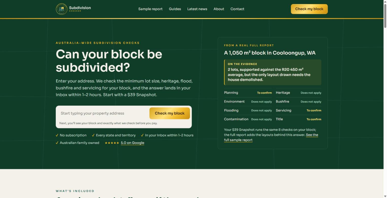 Subdivision Checker website